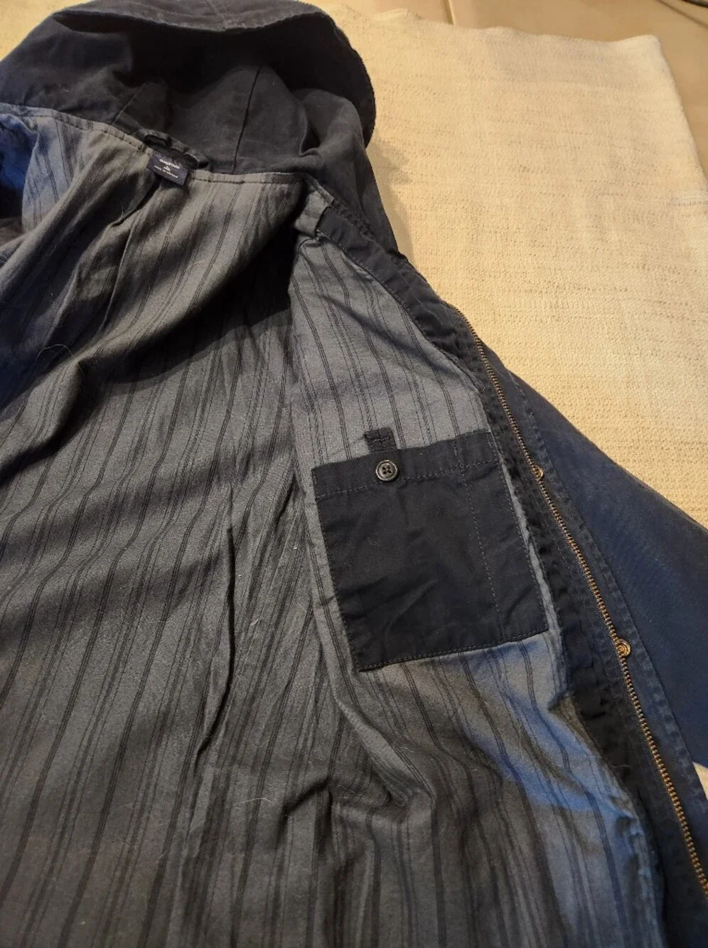 GAP Kids Dark Navy Hooded Field Jacket with Front Flap Pockets